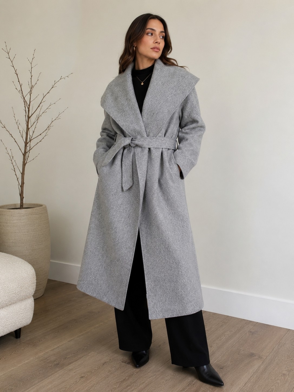 No Name Long Belted Coat